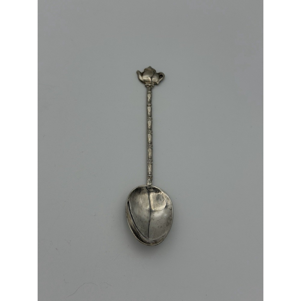 Vintage Souvenir Spoon Teapot Top Collectible US Bamboo Handle Silverplate